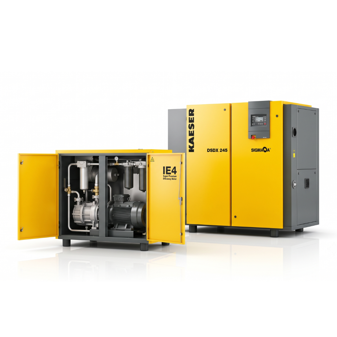 Rotary screw compressors with 1:1 drive